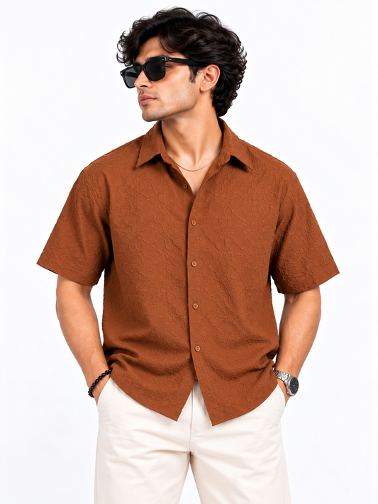 Cinder Edge Rust Brown Popcorn Men Shirts