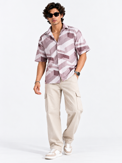 Urban Chevron Geometric Printed Half Sleeve Men Shirts