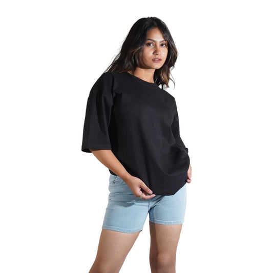 Midnight Black Drop Shoulder Women's T-Shirt