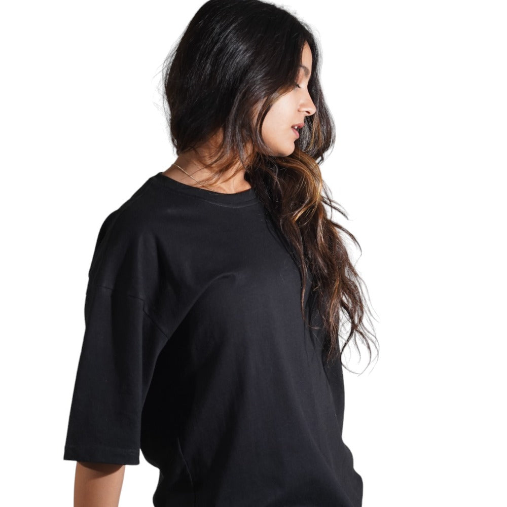 Midnight Black Drop Shoulder Women's T-Shirt