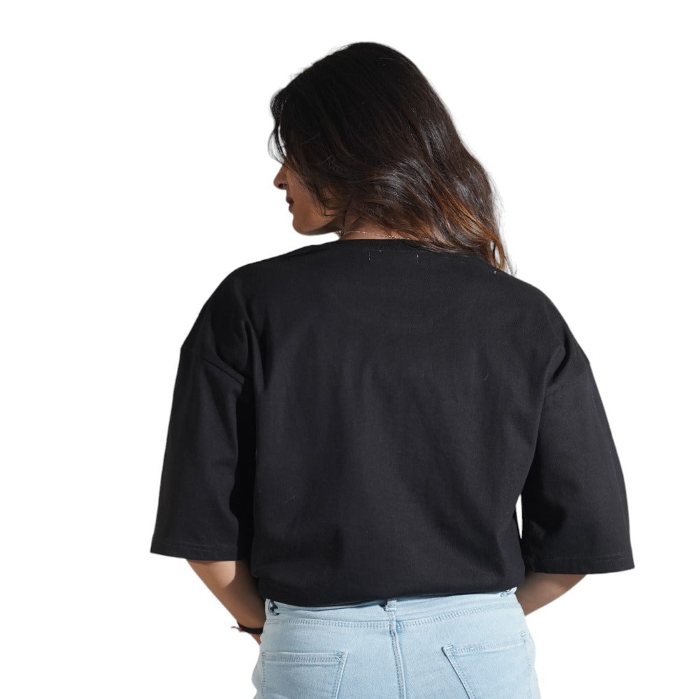 Midnight Black Drop Shoulder Women's T-Shirt