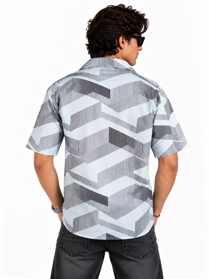 Urban Axis Geometric Printed Half Sleeve Men Shirts