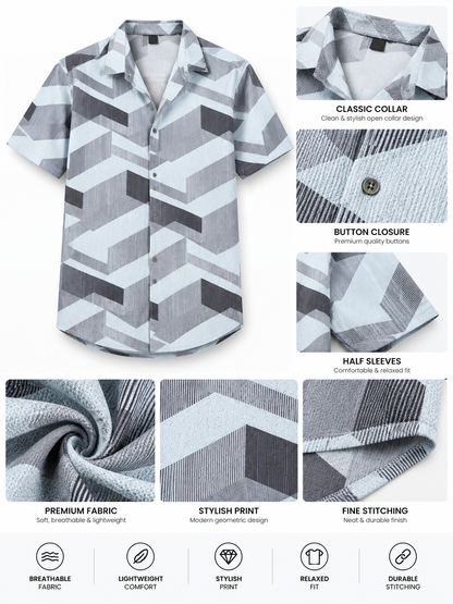 Urban Axis Geometric Printed Half Sleeve Men Shirts