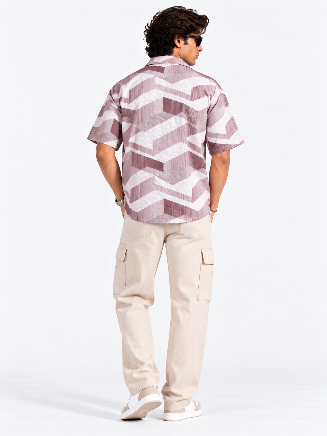 Urban Chevron Geometric Printed Half Sleeve Men Shirts
