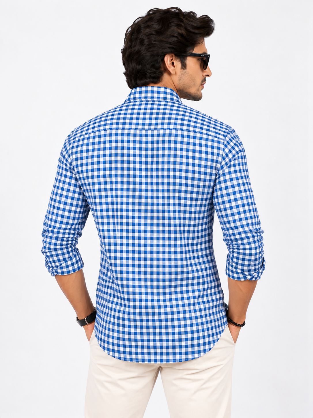 Heritage Grid Blue & White Checked Full Sleeve Men Shirts