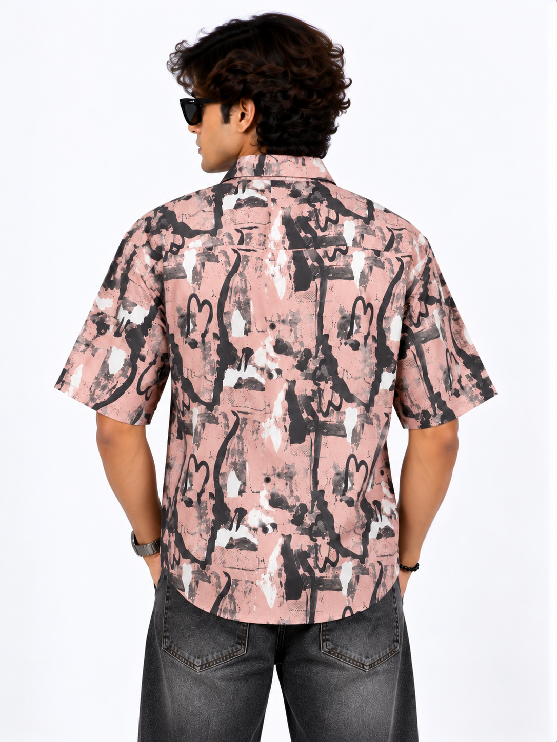 Urban Graffiti Abstract Printed Drop Shoulder Men Shirts