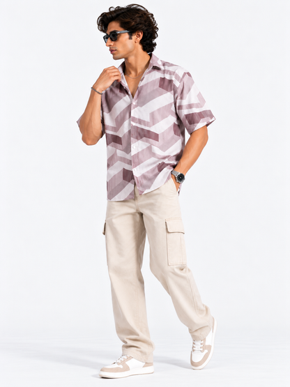 Urban Chevron Geometric Printed Half Sleeve Men Shirts