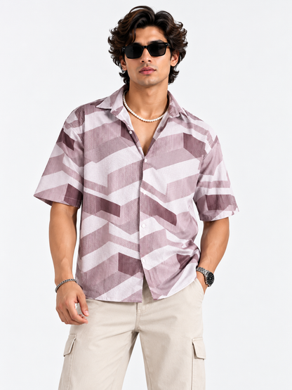 Urban Chevron Geometric Printed Half Sleeve Men Shirts