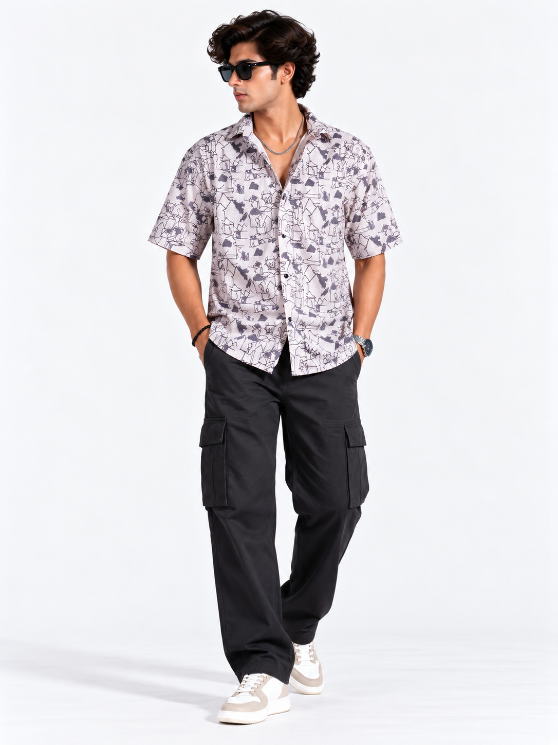 Urban Sketch Abstract Printed Half Sleeve Men Shirts