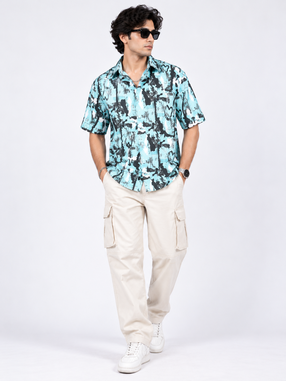 Aqua Riot Abstract Printed Drop Shoulder Men Shirts