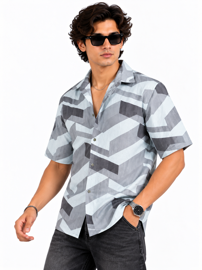 Urban Axis Geometric Printed Half Sleeve Men Shirts