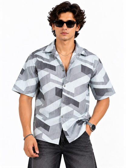 Urban Axis Geometric Printed Half Sleeve Men Shirts