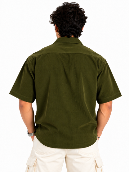 Olive Charm Corduroy Men Shirts