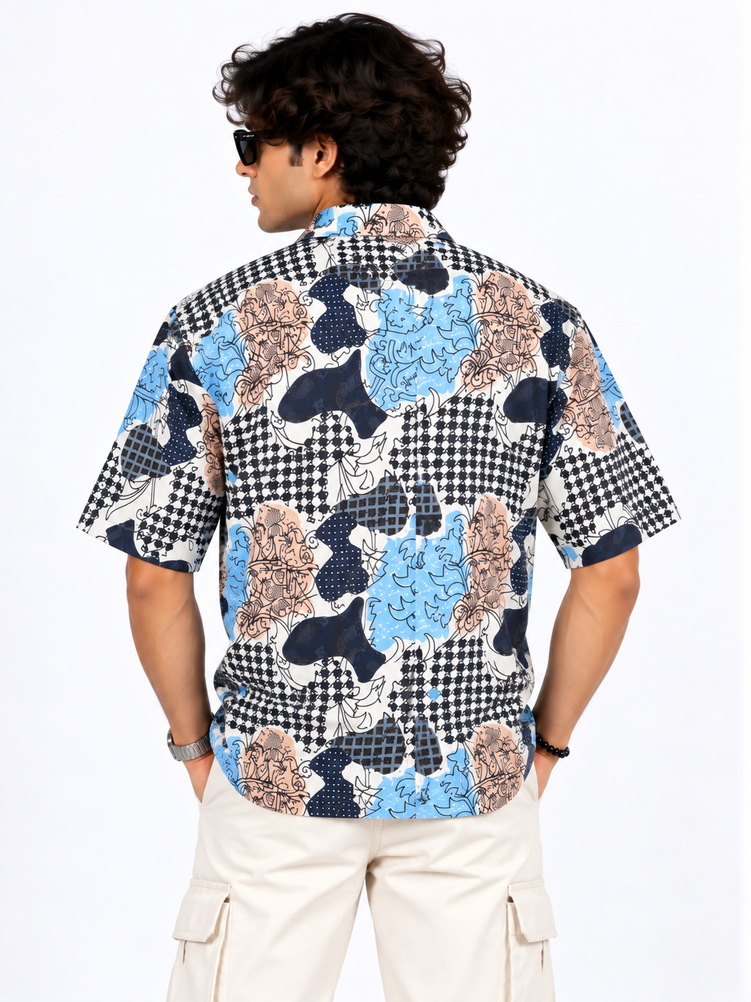 Azure Canvas Abstract Printed Drop Shoulder Men Shirts