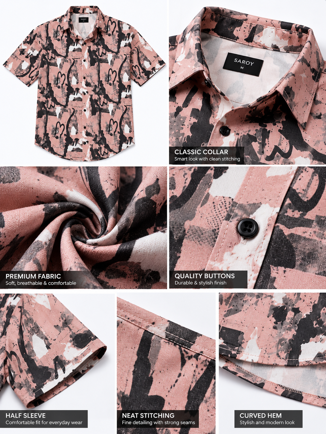 Urban Graffiti Abstract Printed Drop Shoulder Men Shirts