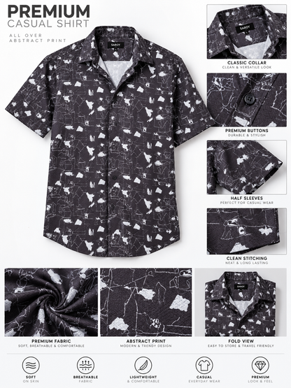 Urban Sketch Charcoal Black Abstract Printed Men's Half Sleeve Shirt**