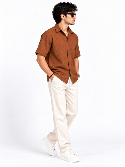 Cinder Edge Rust Brown Popcorn Men Shirts