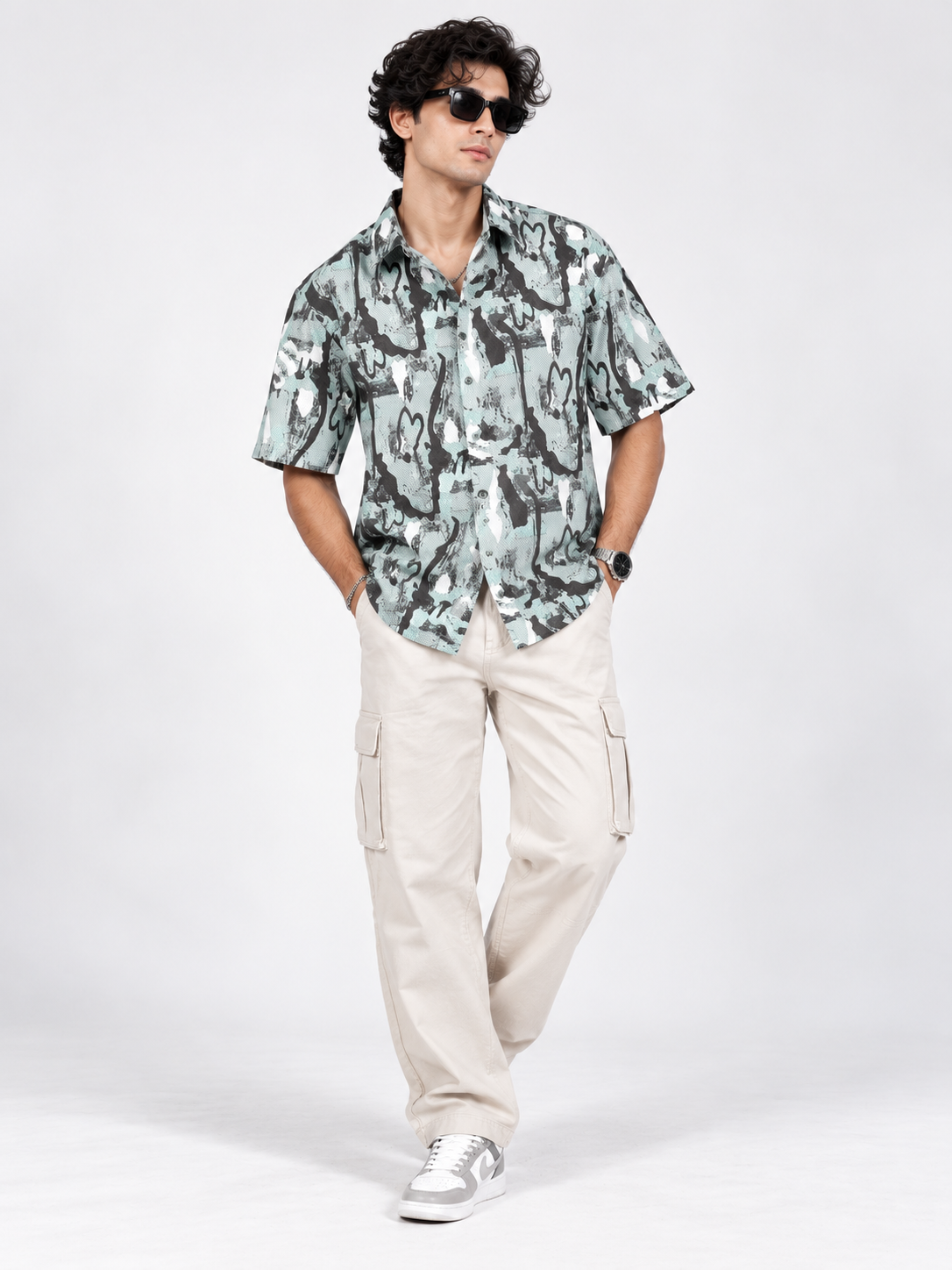 Street Pulse Abstract Printed Drop Shoulder Men Shirts