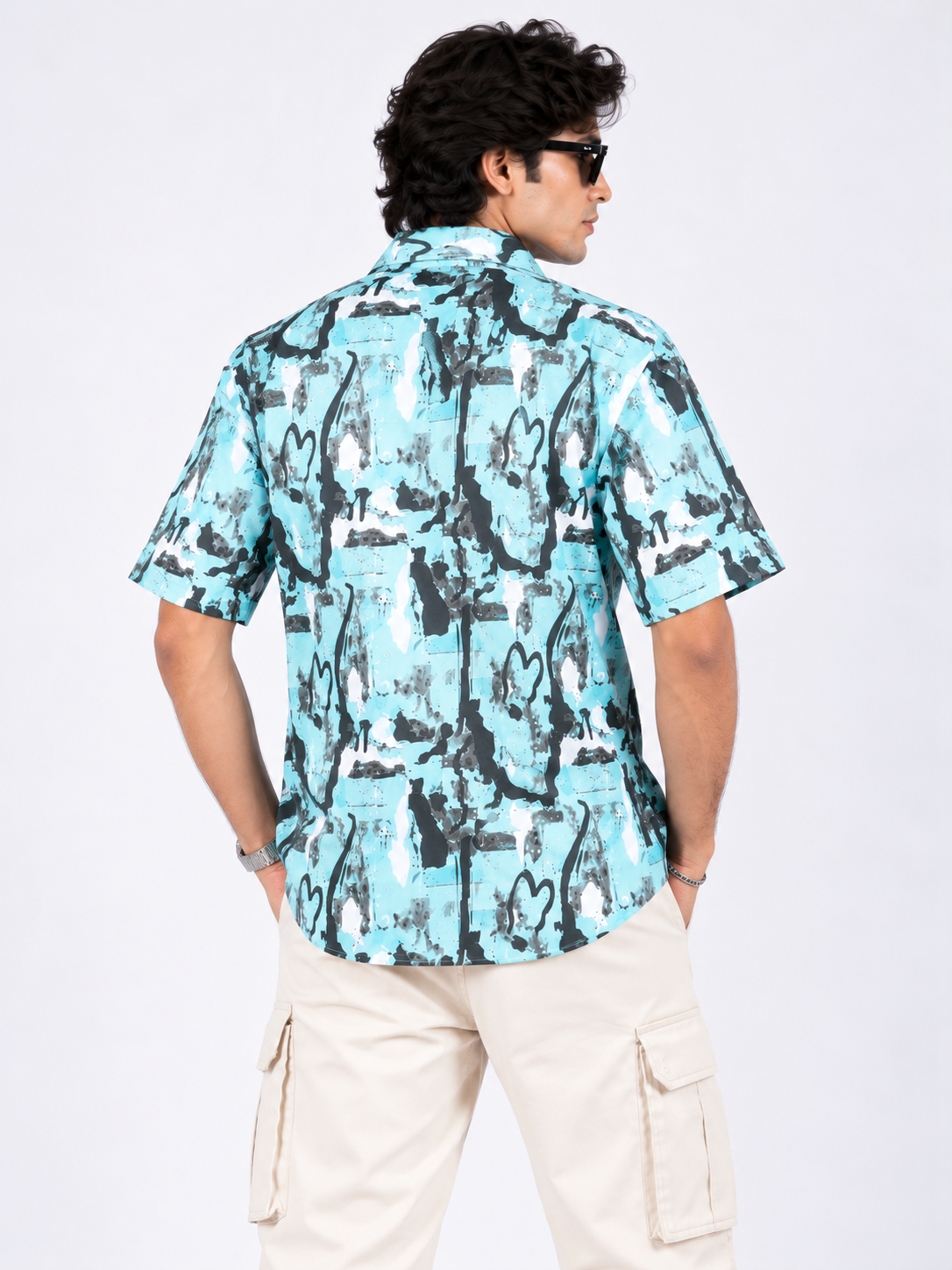 Aqua Riot Abstract Printed Drop Shoulder Men Shirts