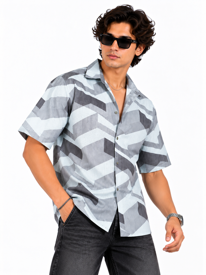 Urban Axis Geometric Printed Half Sleeve Men Shirts