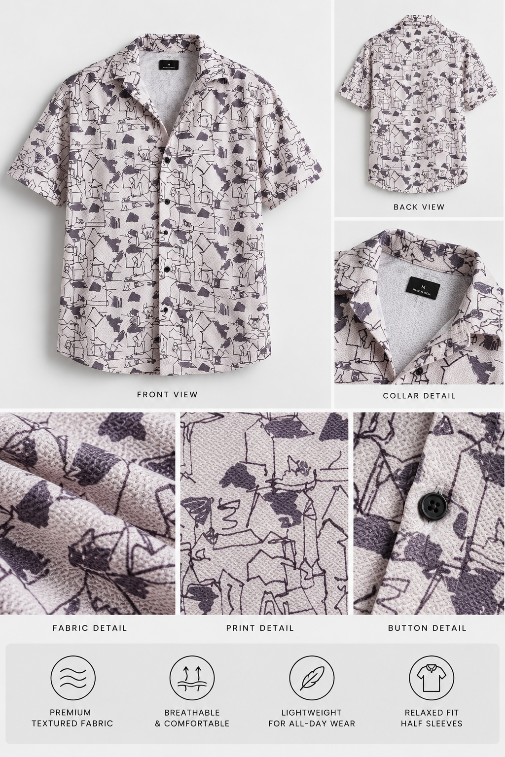 Urban Sketch Abstract Printed Half Sleeve Men Shirts