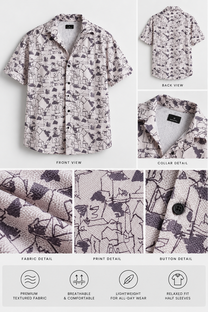 Urban Sketch Abstract Printed Half Sleeve Men Shirts