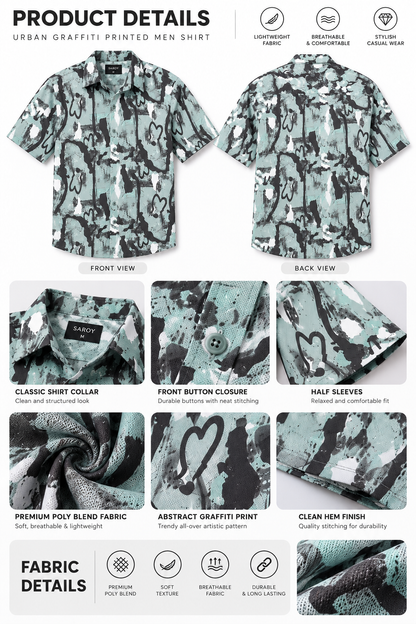 Street Pulse Abstract Printed Drop Shoulder Men Shirts